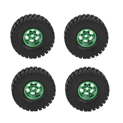 Alomejor RC Crawler Reifen 1,9 Zoll Gummireifen für SCX10 1/10 Autos mit Aluminiumlegierungsfelge, Passend für 1/10 Autos (Green) von Alomejor