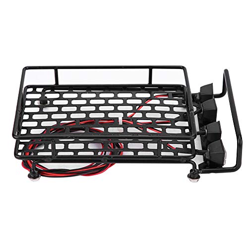 Alomejor RC -Metalldachträger mit LED -Licht für Axiales SCX10 1/10 Scale Crawler Car, Hobbyisten Abzubinden (2 rot 2 weiß) von Alomejor