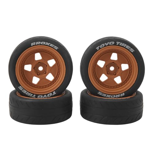 Alomejor RC-Rad mit Premium-Kunststoffgummi 4PCS RC-Reifenrad Gummi-Kunststoff-Stoßdämpfer RC-Autoteile für TT01 TT02 XV01 1/10 Rennwagen (Brown) von Alomejor