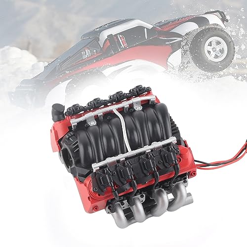 Alomejor RC -Simulation Motor Kühler V8 Automatische Temperaturregelung Hochgeschwindigkeitskühlungslüfter für SCX10 SCX10II -Motor mit Aluminiumlegierung Edelstahl ABS Konstruktion (Rot) von Alomejor