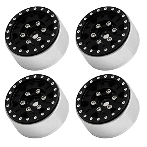 Alomejor RC Wheel Eimer -Paket für EIN SCX24 1/24 RC Axialauto, EIN Kleines und Bequemes Design, 4 Aluminium -PCs Aleay Cublos Beadlock Wheel für Auto DIY Östraristen (Black) von Alomejor