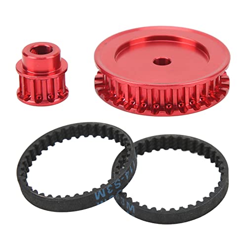 Riemenantrieb-Getriebesystem, Realistisches RC-Riemenantriebsrad 12T 30T, Verschleißfester Ersatz für RC-Crawler-Car-Upgrade-DIY-Teile (Rot) von Alomejor