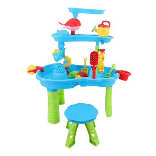 Alomejor Sand- und Wasserspielspielzeug mit Stuhl, Großer 3 -stufiger Multi -funktionaler Wassertisch für Beach Yard Home von Alomejor