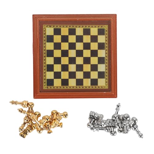 Alomejor Schachbrett Exquisites Miniatur-Puppenhaus-Internationales Schachspiel mit Hervorragender Handwerkskunst für Schachbegeisterte von Alomejor