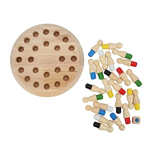 Alomejor Schachpuzzle -Set von Familiengedächtnis, Bildungsspielzeug mit Kognitiven Entwicklungsmerkmalen, Geeignet für 36 Monate oder Länger, Robin Wood Material von Alomejor