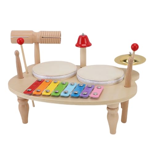 Alomejor Schlagspielzeug aus Holz, Kindertrommelset mit Schlägel und Xylophon, Musikinstrument aus Verbundholz für die Kindertagesstätte Im Vorschulalter von 2, 3, 4 und 5 Jahren Alomejor Schlagspielzeug aus Holz, Kindertrommelset mit Schlägel und Xylophon, Musikinstrument aus Verbundholz für die Kindertagesstätte Im Vorschulalter von 2, 3, 4 und 5 Jahren von Alomejor
