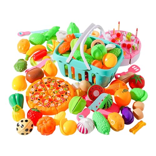 Alomejor Schneiden Lebensmittelspielzeug Kleinkind Küche Set Gemüse Playset Interactive Küchenspielzeug mit Cuttable Obst Gemüse Pizza für Mädchen von Alomejor