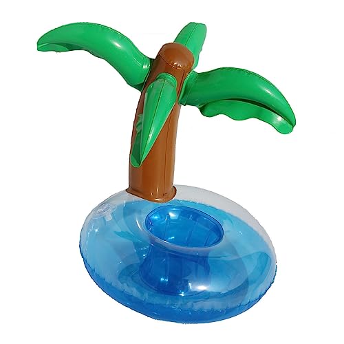 Alomejor Schwimmende Kokosnussbaumform Aufblasbare Trinkhalter für Strandpool, Stabiles PVC -Material von Alomejor