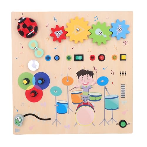 Alomejor Sensorisches Tafel mit LED -Lichtschalter, Pädagogisches Spinngetriebespielzeug mit Festen Achsen, Quadratische Basis für von Alomejor