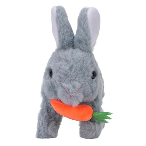 Alomejor Spielzeug Bewegt, Interaktive Plüsch -Hasen -Soundeffekte, Jumping Karotten -Requisiten -Elektrikdesign für Elternkindspiele (Gray) von Alomejor