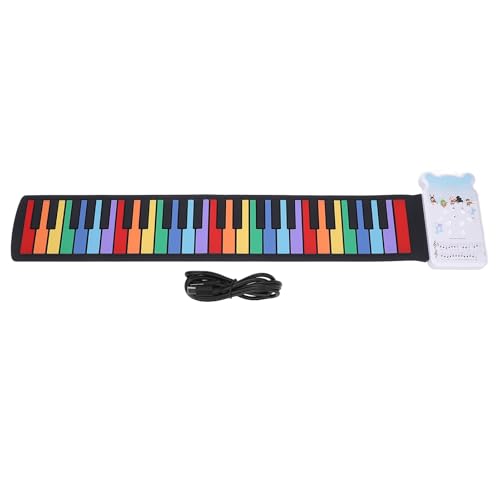 Alomejor Tragbare Faltbare Klavier -Tastatur mit Lautsprecher 49 Tasten Farbenfrohe USB -wiederaufladbare Silikon Electronic Hand Roll Piano von Alomejor