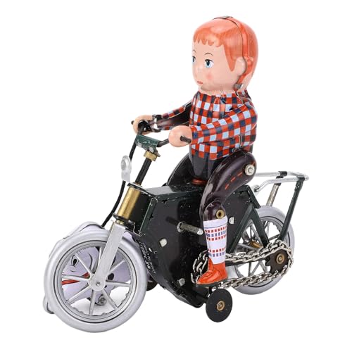 Alomejor Uhrwerk-Spielzeug, Retro-Junge, Geht mit Dem Hund mit Dem Fahrrad, Handgefertigtes Eisen, Einzigartiges Design für Heimdekoration von Alomejor