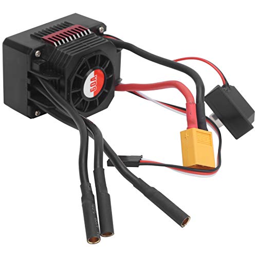 Alomejor Wasserdichtes 60A Bürstenloser ESC mit XT60-Stecker für 1/10 RC-Automodell-Ausgezeichneter Start und Beschleunigung für Ferngesteuerte Autos für Offroad- und Autobahn-RC-Autos von Alomejor