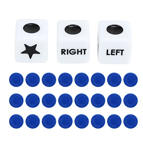Alomejor Würfelspielset für die Linke und Rechte Mitte, Klassische Spielparty-Requisiten mit Strenger Handwerkskunst für Brettspiele von Alomejor