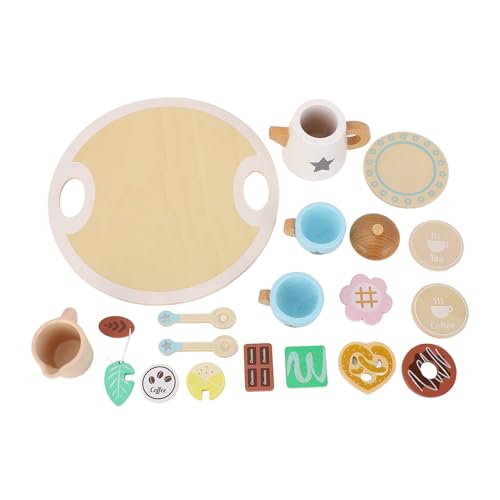 Holztee Party Set für , Holzteekanne Tee -Tassen Set für Rollenspiele für , Tat vor Holztee Set von Alomejor