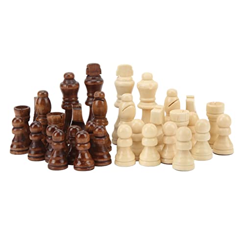 Internationale Schachfiguren, 32 STÜCKE Zweifarbige Holzschachfiguren Kinderunterhaltungsspielzeug von Alomejor