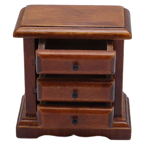 Mini Dollhouse Night Stand, 3 Schubladen Miniatur -Nachttisch für Wohnkultur Flexible Platzierung (2) von Alomejor