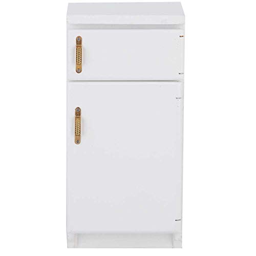 Mini-Kühlschrank Im Maßstab 1:12 aus Weißem Holz, Miniatur-Kühlschrank, Puppenhausmöbel, Küchenzubehör von Alomejor