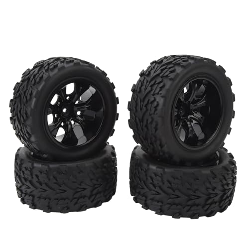 RC-Offroad-Reifen, 4 Stück, Schwarz, Universell, 7 Löcher, RC-Gummireifen mit Naben, Ersatz für 1/10 Ferngesteuerte Autos von Alomejor
