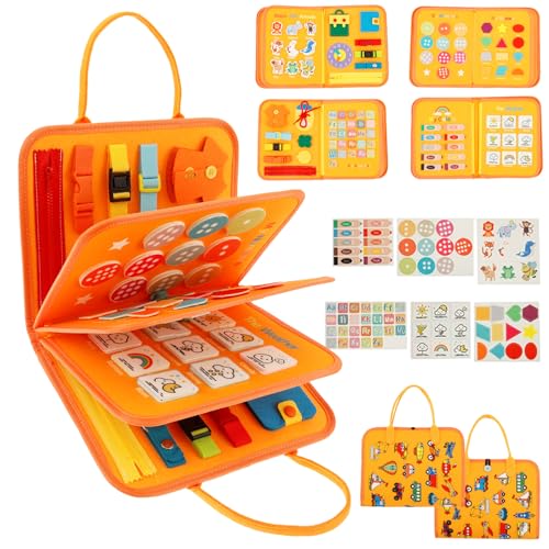 Montessori Busy Board, Kinder Spielzeug ab 1 2 3 4 Jahre,Interaktives Activity Board, Geschenke für Junge Mädchen, Kinder Sensorik Lernspielzeug, Vorschule Lernaktivitäten Entwickelnde Sensorische von Alongen