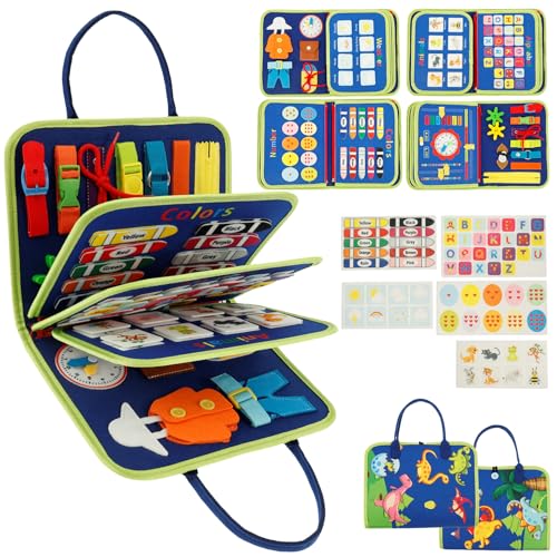 Montessori Busy Board, Kinder Spielzeug ab 1 2 3 4 Jahre,Interaktives Activity Board, Geschenke für Junge Mädchen, Kinder Sensorik Lernspielzeug, Vorschule Lernaktivitäten Entwickelnde Sensorische von Alongen