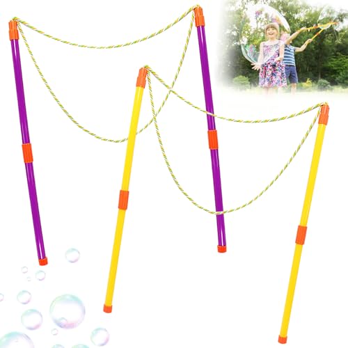 Alovez 2 Stück Seifenblasen Groß Stab, Seifenblasen Spielzeug, Teleskopische Entwurfs, Riesenseifenblasen für Kinder Erwachsene für Partys, Outdoor von Alovez
