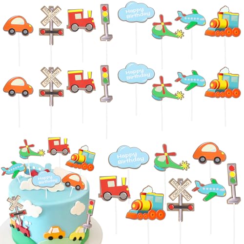 Alovez 24 Stück Transport Kuchendeckel, Transport Cupcake Toppers, Zug Flugzeug Muffin Deko, Kinder Geburtstag Party Torte Deko für Kindergeburtstage, Mottopartys Alovez 24 Stück Transport Kuchendeckel, Transport Cupcake Toppers, Zug Flugzeug Muffin Deko, Kinder Geburtstag Party Torte Deko für Kindergeburtstage, Mottopartys von Alovez
