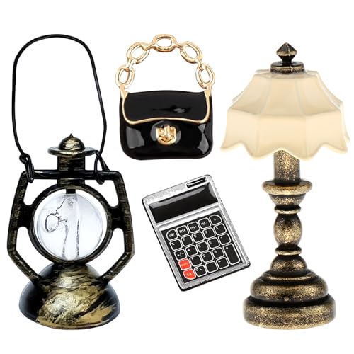 Alovez Miniatur Wichtel Zubehör Miniatur Tasche, Miniatur Schreibtischlampe, Miniatur Petroleumlampe, Miniatur Rechner Puppenhaus Zubehör Puppenhaus Möbel für DIY Puppenhaus Dekor Alovez Miniatur Wichtel Zubehör Miniatur Tasche, Miniatur Schreibtischlampe, Miniatur Petroleumlampe, Miniatur Rechner Puppenhaus Zubehör Puppenhaus Möbel für DIY Puppenhaus Dekor von Alovez