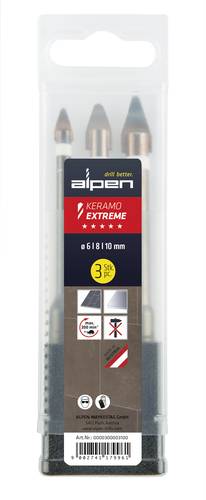 Alpen Keramo extreme Box 0000300003100 Glasbohrer-Set 6 mm, 8 mm, 10mm Zylinderschaft 1St. von Alpen