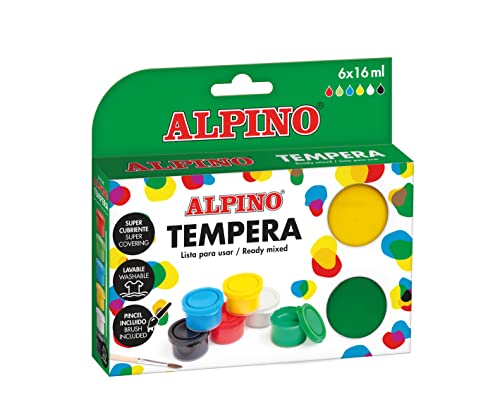 Alpino Tempera-Farbe 6 x 16 ml | Tempera-Farbe | Schulmaterial von Alpino