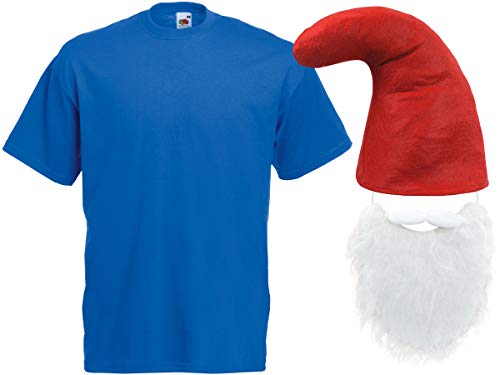 Alsino Blaue Zwergenkostüm Verkleidung (Kv-139) mit T-Shirt, roter Zwergenmütze und Bart, Größe:L von Alsino
