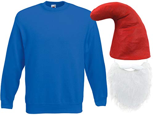 Alsino Blaues Zwergenkostüm Zwerg Verkleidung (Kv-138) Blauer Pullover rote Zwergenmütze und Bart, Größe:L von Alsino