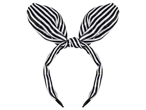 Alsino Bunny Haarreif Rockabilly Haarreifen (Hr-12) Schwarz Weiß, für Kinder & Erwachsene - ca. 12 cm hohe Ohren von Alsino