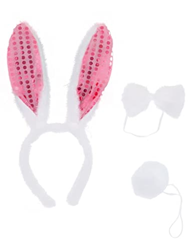Alsino Bunny Kostüm Hase Sexy Häschen Rosa Hasenkostüm Hasenohren Fliege Puschel Fastnacht Cosplay Verkleidung Kit Set von Alsino