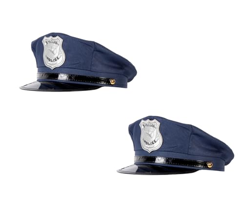 Alsino Buntes Polizeimützen-Set für Erwachsene und Kinder: Vielfalt in Blau, Schwarz und Pink, Menge wählen:2 Stück, Motiv wählen:blau von Alsino