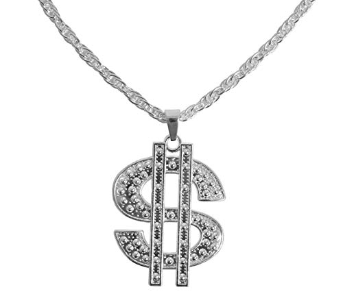 Alsino Coole Dollarkette in Silber und Gold Karneval Fasching Hiphop (Silber) von Alsino