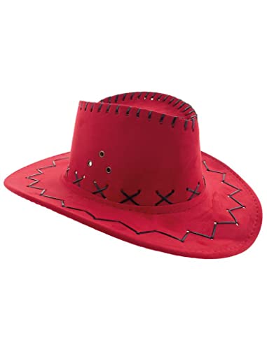 Alsino Cowboyhut Cowboy Hut Kinder Western Cowgirl Kostüm Westernhut Fasching Karneval Mottoparty Party Geburtstag Verkleidung Outfit, rot von Alsino
