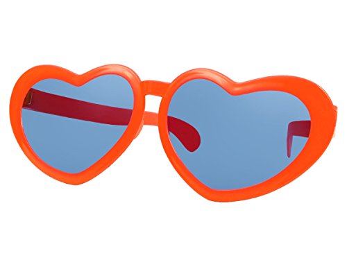 Alsino Funbrille Sonnenbrille Partybrille Riesenbrille Spaßbrille Herz Karneval Fasching Party F-054, wählen:orange von Alsino