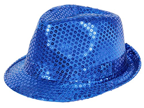 Alsino Glitzer Pailletten Hut Fasching JGA Partyhut (Th-59), Farbe: blau, Kopfumfang: 58 cm Trilby Bogart von Alsino