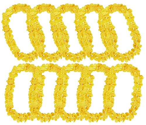 Alsino Hawaiiketten Blumenketten Hulaketten Hawaii Party Deko Girlanden Set gemischt Hawaii Beach Party Deko (gelb), (120 Stück) von Alsino