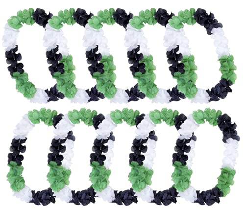 Alsino Hawaiiketten Blumenketten Hulaketten Hawaii Party Deko Girlanden Set gemischt Hawaii Beach Party Deko (schwarz weiß grün), (60 Stück) von Alsino