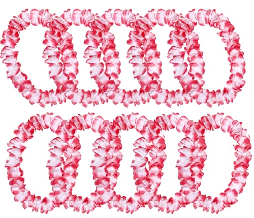 Alsino Hawaiiketten Blumenketten Hulaketten Hawaii Party Deko Girlanden Set gemischt Hawaii Beach Party Deko (weiß rot), (120 Stück) von Alsino