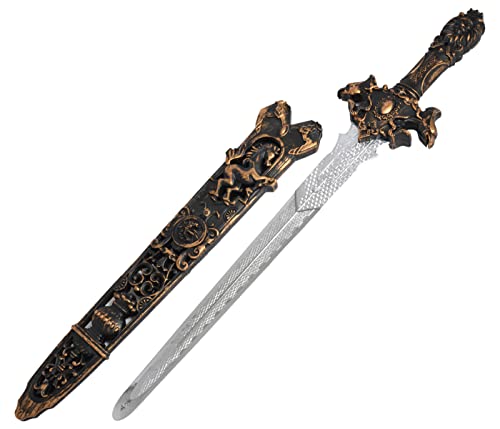 Alsino Königsschwert mit Schwertscheide aus Plastik für Kinder Kinderspielzeug Karnevalskostüm Faschingskostüm in Schwarz und Gold, (Gold) von Alsino