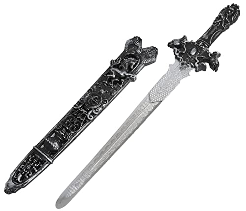 Alsino Königsschwert mit Schwertscheide aus Plastik für Kinder Kinderspielzeug Karnevalskostüm Faschingskostüm in Schwarz und Gold, (Silber) von Alsino