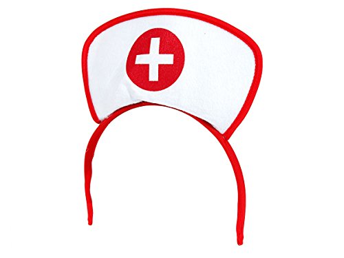 Alsino Krankenschwester Damen Outfit Haarreif - Farbe: Weiß rot Arzt - Schicke Haube mit Kreuz von Alsino