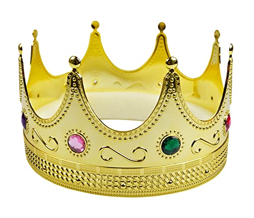 Alsino Krone König goldene Königskrone Kostüm Crown Königin - Gold, mit glänzenden Steinen - Karneval Fasching Kostüm Verkleidung Geburtstag JGA - Einheitsgröße für Erwachsene von Alsino