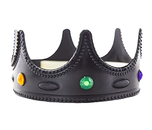 Alsino Krone Königskrone schwarz mit bunten Juwelen - Kristall Krone Mittelalter Barock Kopfschmuck Party Karneval Halloween - für Kinder von Alsino