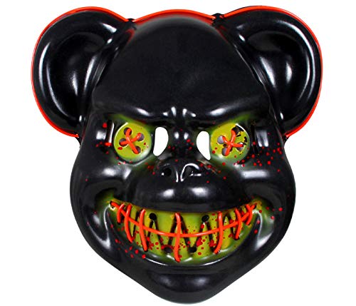 Alsino Maske Halloween LED The Purge Masken Herren Horror Clown Kostüm Party Fasching Karneval (rot) von Alsino
