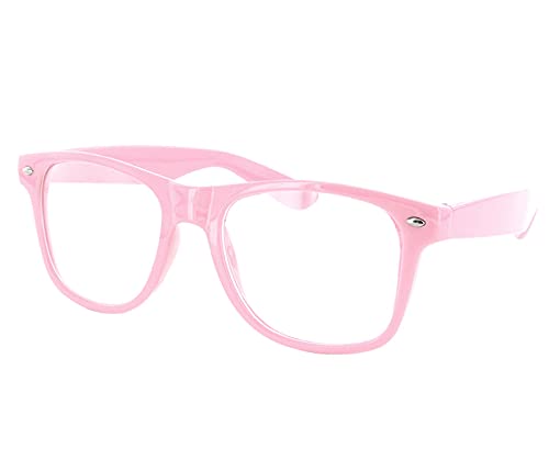 Alsino Nerd Brille ohne Stärke Karneval Fasching Sonnenbrille Schwarz Hornbrille für Kostüm Accessoires Modebrille (klar) (V-816e rosa) von Alsino