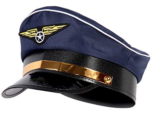 Pilotenmütze Marine blau Fliegermütze Pilot Flugkapitän Mütze mit Fliegeremblem von Alsino 182 von Alsino